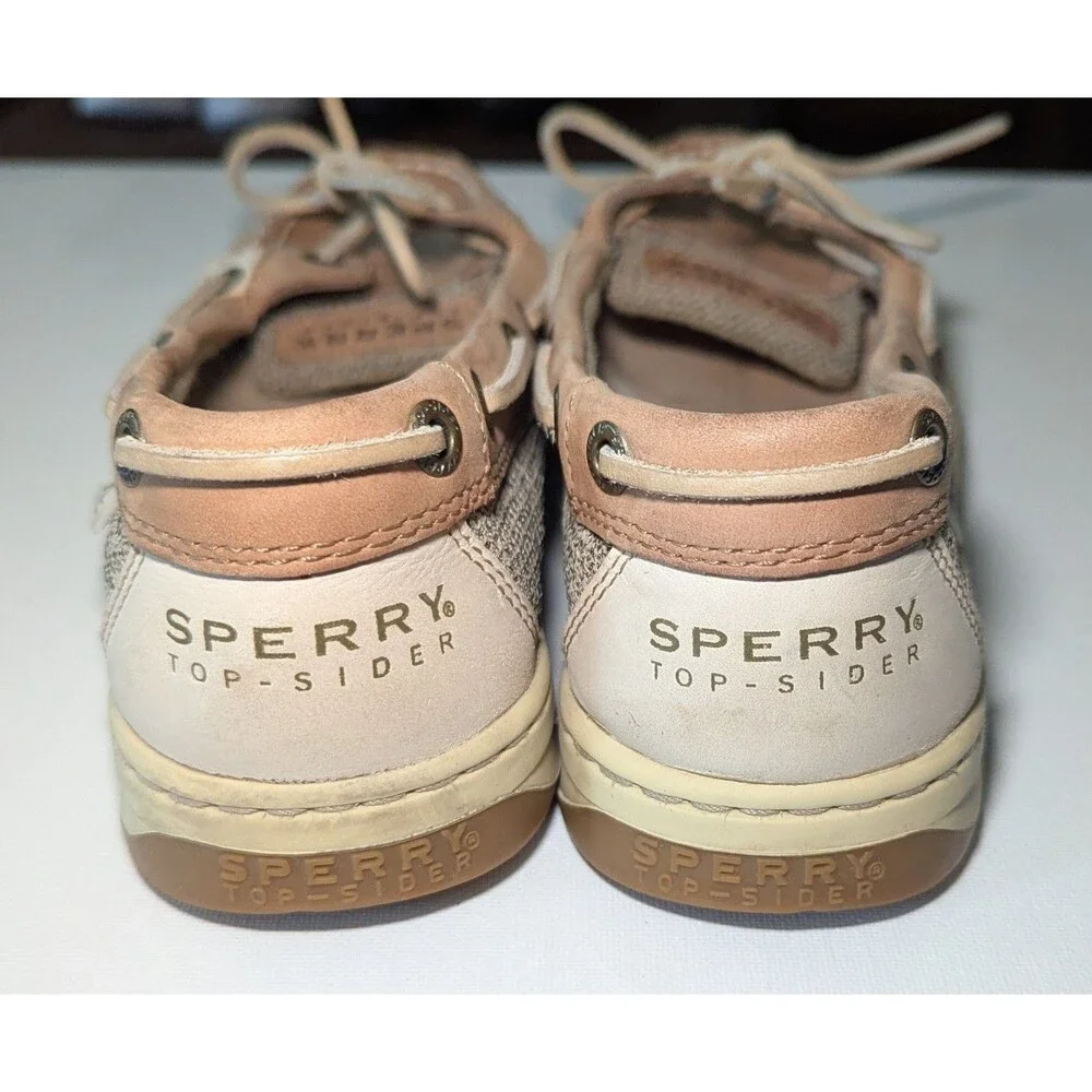 Sperry Top Sider Tan Leather Boat Shoes Memory Foam Comfort Women Size 7 Preppy